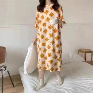 2023 New Pure Cotton Pregnant Women Cartoon Student Nightdress