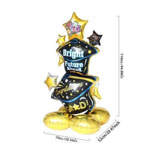 1 PC ใหม่ 2024 Graduation PARTY บอลลูน 4D ยืนมีหมวกฟอยล์บอลลูน Grad ขอแสดงความยินดี We Did It Decor เด็ก favors