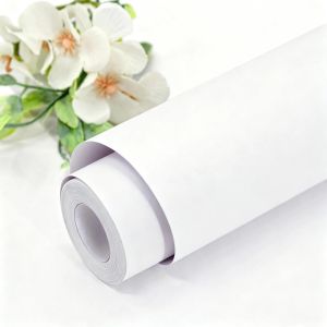 Pure White Waterproof Matte Solid Vinyl Wallpaper Self-Adhesive Stickers for Wall Furniture Living Room Contact Paper Home Decor