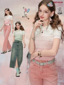 SEENFAAN | เสื้อยืดคอโปโลแขนสั้นทรงสลิมฟิตสำหรับผู้หญิง SEENFAAN ฤดูร้อนใหม่ เสื้อผ้าทำงานสไตล์ BM ทรงเข้ารูป แขนสั้น คอกลม