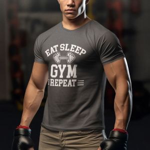 Kaos Olahraga Gym Fitness Drifit - Eat Sleep Gym Repeat - SlimFit