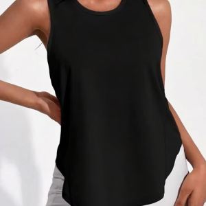 Womens Black Quick Drying Sports Vest Casual Breathable Soft Summer Sleeveless Gym Outdoor Fitness Wear Womans Tank Shirts