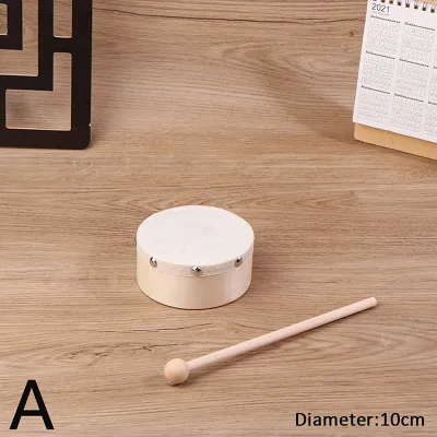 Kids Frame Drums Set with Drum Sticks Educational Musical Percussion Instrument Wood Hand Drum in Multiple Sizes 4-10 Inch
