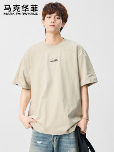 Mark Fairwhale | Simplistic Embroidered American Style T-Shirt Mens Loose Casual Short Sleeve