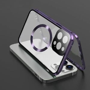 LS | For Magsafe iPhone 17 Pro Max 16 15 14 13 12 Pro Max Plus Metal Magnetic Case Lens Protection Double Sided Glass Snap Lock Cover
