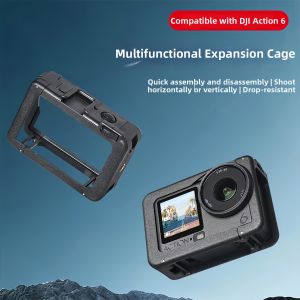 Bbzy | DJI Action 6 Compatible Protective Case Plastic Frame Horizontal and Vertical Shoot Expansion Cage Quick Release Magnetic Sports Camera Accessory
