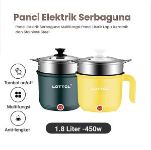 LOTTOL Panci listrik serbaguna panci kukus elekrik multi fungsi 1.5L / Panci Penggorengan Elektrik