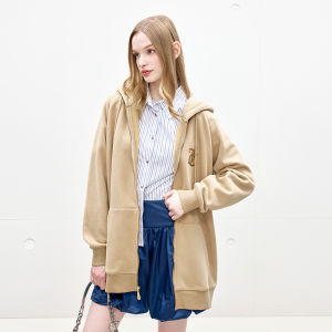 Juicy Couture | Embroidered Fleece Hooded Long Casual Jacket Women