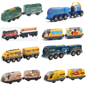 Electric Train Magnetic Car Diecast Slot Fit All Brand Wooden Train Track Railway Electric Rail Train For Kids childrens Toy