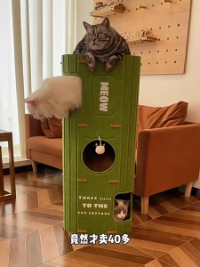 Tree Hole Cat Bed House Scratching Board Multi-Layer Double-Layer Bucket Scratcher 猫窝 猫房子 猫咪 猫抓板 一体多层树洞 双层猫桶