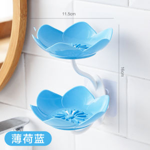 Lotus Soap Box Punch-Free Wall Hanging Double-Layer Draining Flower Soap Soap Box Soap Box Soap Holder Bathroom Storage Rack