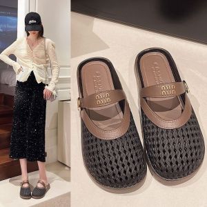 Flat Fishnet Open Toe Mules Womens Outdoor New Slip-On Sandals