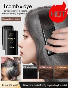 🔥HOT🔥Hair Stick Waterproof and Sweatproof Cover ones Gray Hair Natural Toothed Combs Easy Covering White Hair Hair Dye Stick Hide Bald Edges Hair Root Long-lasting Wash-free