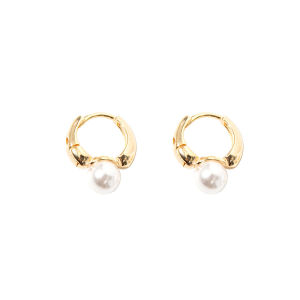 anenjery | ANENJERY Imitation Pearl Hoop Earrings for Women Round Wedding Party Ear Jewelry Wholesale