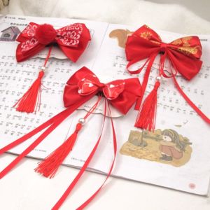 2023 New Year Red Butterfly Knot Hairpin Womens Hair Accessories Princess Celebration Headwear One Piece Fashion Jewelry
