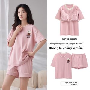 Bộ đồ ngủ nữ MiiOW Cat People vải cotton tay ngắn quần short thoải mái thoáng khí.