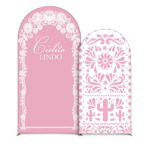 Mexican Cactus Floral Arch Backdrop Cover Stretch Smooth Wrinkle‑Free Arched Stand Cover for Fiesta Wedding Baby Shower Decor