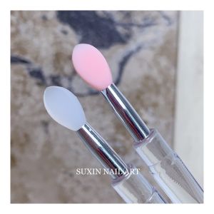 Portable Double-Headed Nail Art Silicone Mirror Powder Stick Multi-Functional Shiny Particle Smudge-Free Tool with Lid