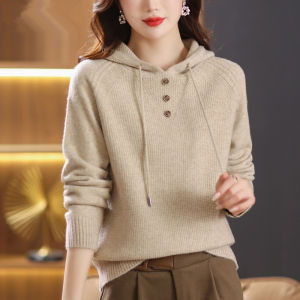 High Quality Knitted Wool Sweatshirt Short Style Womens Fashionable Streetwear Pure Color Top Trendy Spring Autumn New Arrival