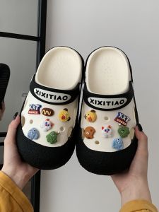 Summer Casual Soft Bottom Sandals Womens Foot Cover Outdoor Wear Hole Hole Shoes Cute Color Block Personality Monster