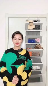 Hanging Storage Bag Wall Door Closet Nursery Storage Bag Multilayer Hanging Bag Organizer Pouch Wall Hanging Shelf Hanger with 5 Pockets for Bedroom Bathroom Storeroom Dorm Wall Closet Hanging Storage Bag Pouches Over The Door Organizer with 5 Pockets Hanging Closet Organizer Hanging Shelf Hanger for Underwear Bra Socks Snacks Makeup Sunglasses