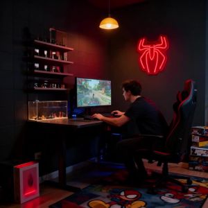 Spider Neon Sign for Room DecorAnime LED Neon Light for Boys Bedroom Wall ArtUSB Powered for Game Room Birthday Party Kid Gift