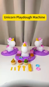Unicorn Ice Cream Maker Play Dough Set 12 Colors with Molds for Kids Cooking Pretend Play