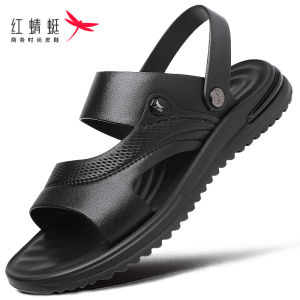 Red Dragonfly Mens Sandals 2025 Summer New Outdoor Wear Anti-Slip Deodorant Double-Purpose Slippers Genuine Leather Casual Beach Shoes
