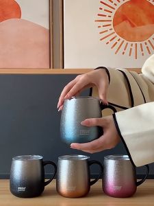 TYESO【TS-8761】473ml SUS304 Stainless Steel Double Wall Vacuum Insulated Coffee Mug with Lid/Thermos Gradient Mug Office Household lightweight/Table Cup