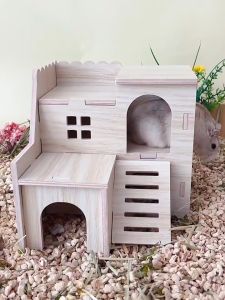 Hamster Wooden House Bedding Nest House Biting Resistant Toys 跳台别墅小宠仓鼠耐咬玩具小屋