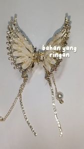 PUSAT GROSIR AS Jepit Rambut Korea Pita Kupu Kupu Jedai Rumbai Korean Kristal Wanita Elegan Model Glossy Crystal Rumbai Gaya China 3d Terbaru Mutiara Pearl Aksesoris Uk 7 cm