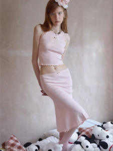1JINN STUDIO | Knitted Vest Two-Piece Long Bodycon Skirt