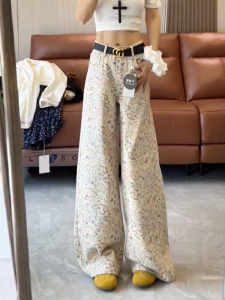 MANMI | Quần Dài In Cá Phong Cách Đường Phố Vintage