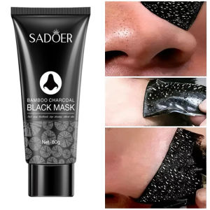SADOER | Blackhead Remover Mask Bamboo Charcoal Shrink Pores Acne Black Head Removal Cream Nose Cleansing Black Peel Off Masks Skin Care