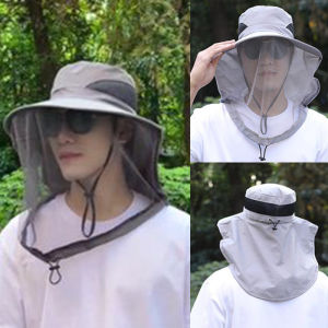 EELHOE | New Outdoor Fisherman Hat Wide Brim Bucket Hat Mosquito Hat With Mesh Repellent Bee Protection Men Sunscreen Fishing CapAcc