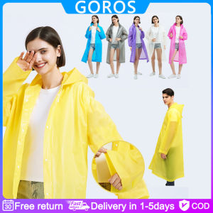 🔥【🇵🇭Ready Stock】GOROS 1pc Adult Thickening Raincoat Waterproof Thickened EVA Rain Poncho with Button Hiking Travel Hooded Raincoats for Fishing Camping Bike Tourism