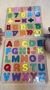 Alphabet Digital Puzzle Wooden Toys Kid Number Letter Shape Matching Jigsaw Board Christmas Gift