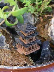 Microscopical Hall Chinese Ancient Building Ecological Miniature Landscape Aquarium Home Decoration (Ai Series) 3D Model Ornament