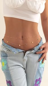 Ingemark | Ingemark 2Pcs/Set Boho Minimalism Waist Beads Chain for Women Summer Bikinis Vintage Geometric Sequins Belly Belt Body Jewelry