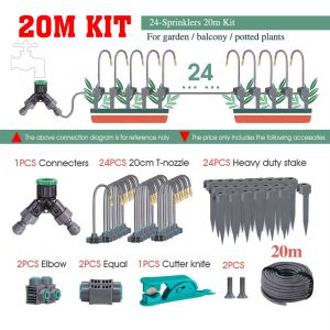 10-25M 360° Free-Bend Garden Adjustable Irrigation Spray Cooling System Greenhouse Balcony Automatic Irrigation Watering Kit