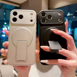 Ốp Lưng Điện Thoại iPhone 17/16/15/14/13/12 Pro Max Plus Cao Cấp Chống Sốc Tích Hợp Giá Đỡ Magsafe Bảo Vệ Ống Kính Mặt Lưng Cứng