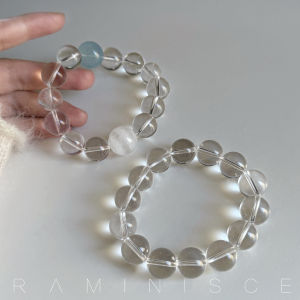 Natural Raminisce 8A White Crystal Sea Blue Gem Bracelet Gift for Girlfriend Best Friend Versatile High-End Feeling Hand Chain