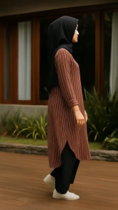 Diamond - Poply long tunik strip - atasan motif salur tunik panjang muslim remaja wanita