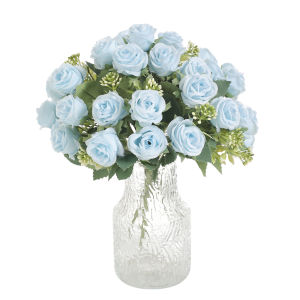 10 Heads Artificial Rose Flowers Bouquet Silk Simulation Flower for Home Room Decoration Table Party Bride DIY Wedding Decor