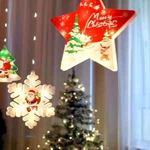 [TẶNG DÂY LED 5M] Đèn Mành Noen Treo Thả Hình Vòng Bóng Tròn Trang Trí Giáng Sinh Cây Thông 3 Mét - 220V