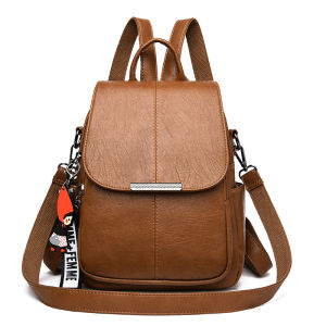 Fashionable Cowhide Mom Backpack Travel Leisure Single Double Shoulder Womens Bag Korean Style College Wind New 2025 Model