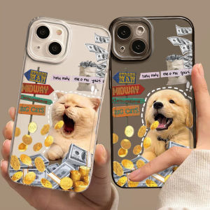 Transparent Cat Dog Phone Case for iPhone 14 15 pro Max 13 12 Mini 11 pro X XS Cartoon XR Creative Cute Personalized Silicone Protective Cover