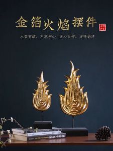 เปลวไฟ แกะสลักจากแผ่นไม้จามจุรี ติดทองคำเปลว งานไม้แกะสลัก ตั้งโต๊ะ งานศิลป หัตถกรรม งานแกะสลัก