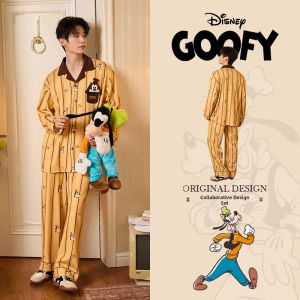 GONGDIE | Light Soft Cotton Long Sleeve Couples Sleepwear Cartoons Striped Autumn Winter
