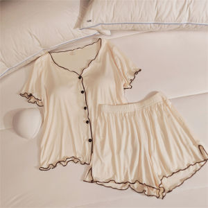 V.C.I | Breast Padded Lightweight Short Sleeve Cardigan Pyjama Set